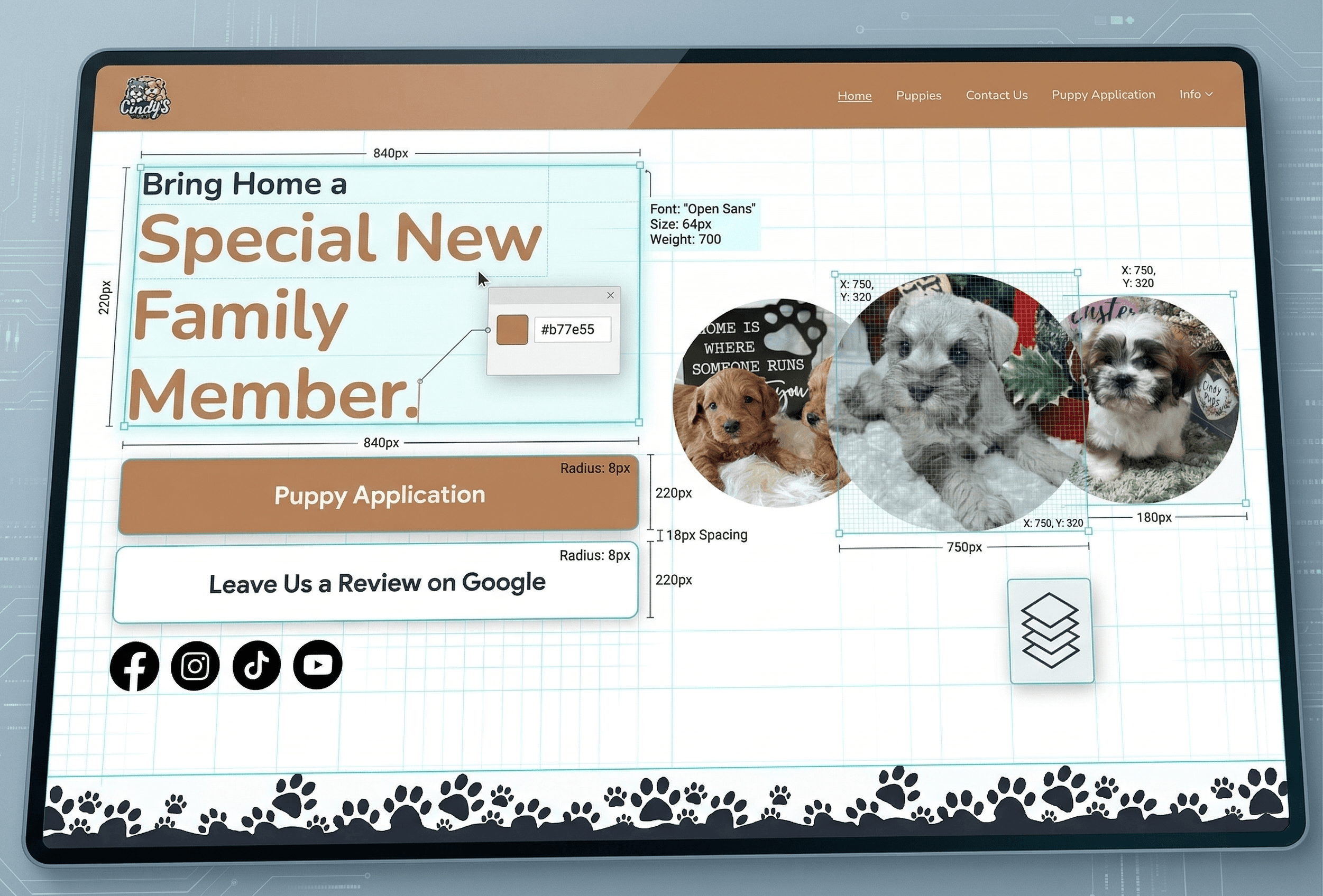 Cindy's Puppies Website Redesign