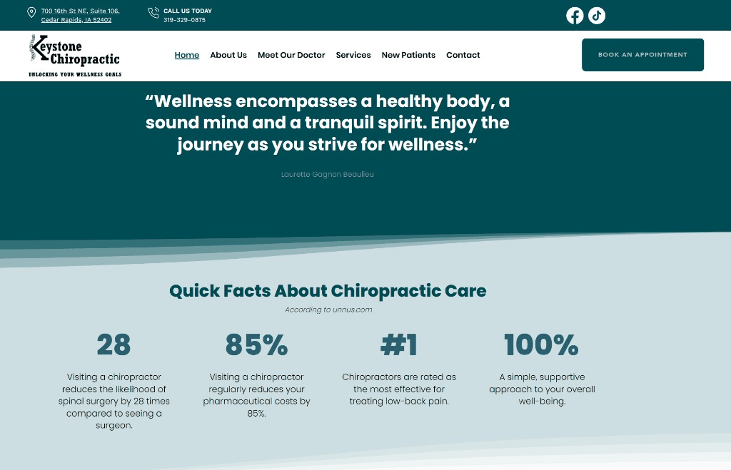 Keystone Chiropractic Clinic Website
